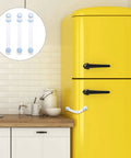 3 Pack Cabinet Locks Safety Latch For Fridge And Freezer Doors No Punch Design Easy Install White PP Material on yellow fridge