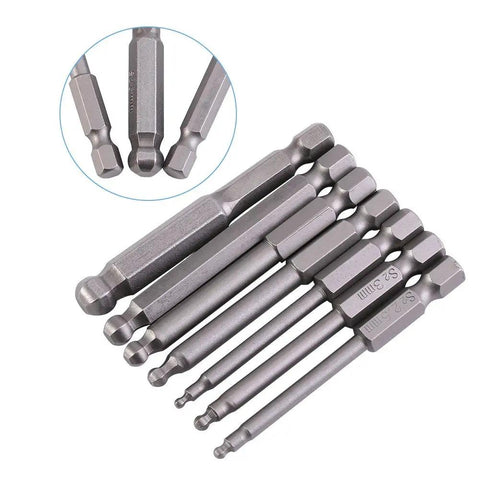 Solid S2 Alloy Steel 7-Piece Screwdriver Bits With Strong Magnetic Ball Heads Perfect For Electric Hand Drills And Professional Tool Kits In 1/4 Inch Hex Shank Design That Keeps Screws Locked Tight While You Work Hard. 65mm S2 hex bits
