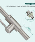 Close-up of single handle Cold Water Only Kitchen Faucet With 1 Hole, 360 Degree Swivel Gooseneck High Arc Deck Mount, SUS304 Stainless Steel