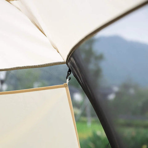 Close-up of Sun Shade Sail Canopy Covers UV Block Pack Of 3 for Outdoor Screen House, trapezoidal Oxford fabric.