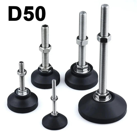 Adjustable Lathe Leg Set With 50mm Diameter Threaded Leveling Feet And Swivel Base Articulating Legs For Solid Support Fits M8 M10 M12