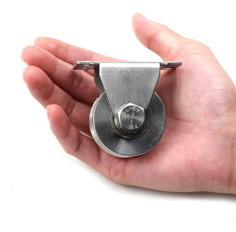 Stainless Steel 2 Inch Sliding Gate V Groove Roller Bearings Pulley Wheels With Bracket For Track Rail System in hand
