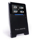 Portable Golf Launch Monitor And Simulator With 5D AI Radar, 4K Camera And OLED Display showing swing metrics on screen
