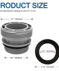 Pool Hose Adapter Kit 40mm To 1.5 Inch For Above Ground Pools product dimensions, showing adapter size and gasket measurements.
