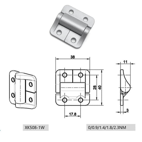 Diagram and dimensions of Heavy Duty Adjustable Concealed Kitchen Cabinet Hinges With Zinc Alloy, Constant Torque And Smooth Damping.