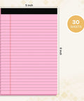 4 Pack Pink 5x8 Inch Small College Ruled Legal Pads With 30 Sheets Each Micro Perforated Lined Notepads for Study