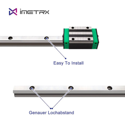 High Precision Linear Guide Rails Kit With 2 Rails At 2000mm And 4 HGH15CA Bearing Blocks For 3D Printers CNC Routers Lathes And DIY Automation Anti Rust Durable Bearing Steel rail and bearing block close-up