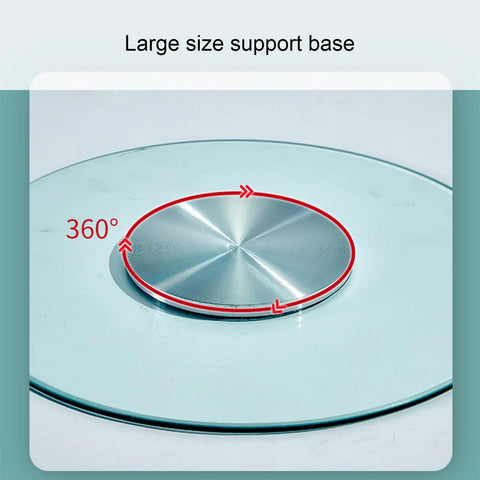 Tempered Glass Lazy Susan Turntable with 360-degree support base for dining, banquets, and quick serving, 100cm diameter
