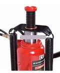 Kickass 20 Ton Hydraulic Air Bottle Jack Featuring Smooth Pumping Action And Damn Tough Stability For Effortless Auto Shop Upkeep and Heavy Gear Lifting Tasks top view showing pump and hose connection.