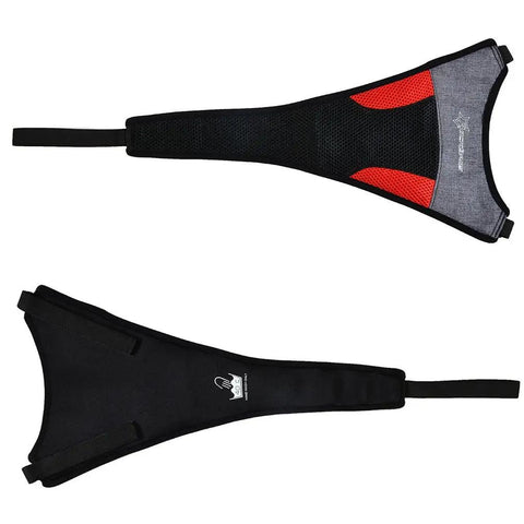 Top and bottom view of Indoor Bike Trainer Sweat Net Guard Dual Layer Absorbing Catcher That Keeps Your Frame And Floor Dry Stops Sweat From Rusting Screws Lightweight Easy To Store Black And Red