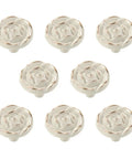 Ivory White Rose Cabinet Knobs 8 Pack Totally Vintage Shabby Chic Zinc Alloy Drawer Pulls For Dresser Vanity Nightstand