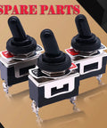 Three Pack Heavy Duty Toggle Switches 16A 250V AC SPST Two Pin Momentary On Off With Waterproof Metal Boot Cap Cover