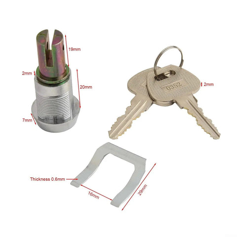 Chrome Heavy Duty Tool Cabinet Drawer Lock With Copper Core And Zinc Alloy Cam Lock Two Keys and components