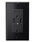 2-Pack Black USB Wall Outlet With Dual USB Ports 4.8A Total Fast Charge, 15 Amp Duplex, Tamper Resistant Electrical Receptacle, UL Listed