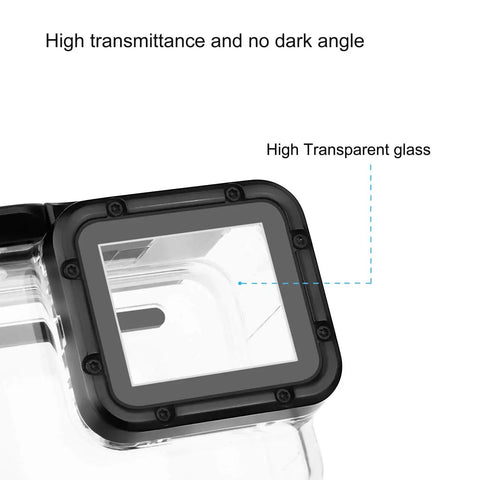 Waterproof Action Camera Housing For Hero 5 6 7 Black With Underwater Filters close-up of high transparency glass front