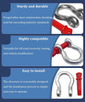 Beefy 2 Pack 3/8 Inch D Ring Anchor Shackles With Screw Pin Clevis Design Rated For One Ton Load showing durable forged alloy steel construction.