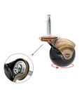 Set Of 4 Swivel Plate Ball Casters With 2 Inch Cyan Wheels In Antique Brass Finish Heavy Duty Furniture Casters For Chairs And Tables Floor Friendly Soft Polyurethane Rollers Protect Floors And Add Classic Style, close-up view showing mounting mechanism and brass finish