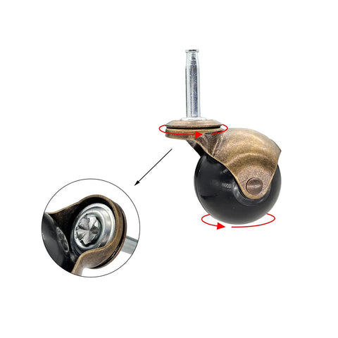 Set Of 4 Swivel Plate Ball Casters With 2 Inch Cyan Wheels In Antique Brass Finish Heavy Duty Furniture Casters For Chairs And Tables Floor Friendly Soft Polyurethane Rollers Protect Floors And Add Classic Style, close-up view showing mounting mechanism and brass finish