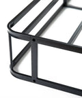 Full Size Heavy Duty Metal Box Spring With No Sweat Setup And Five Year Warranty Durable Mattress Support close-up of black metal frame.