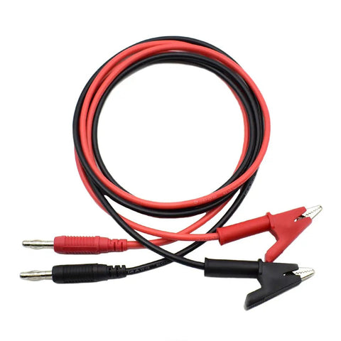 Two Pack 4mm Banana Plug To Alligator Clip Test Lead Set 14AWG For Multimeter And Oscilloscope, red and black, 3ft