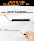 16 Inch Steel Duct Stretcher With Ergonomic Wave Grip And Extended Bend for HVAC ductwork alignment, offset handle shown