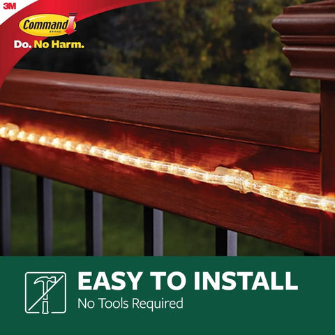 Clear Outdoor Rope Light Clips 3 Pack 36 Clips Total For Weather Resistant Damage Free Hanging Of Holiday Lights Rope Lights and Outdoor String Lights No Holes Or Mess Easy Install With Clean Removal on railing