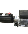 Heavy Duty Electric Hydraulic Power Unit With Integrated Reservoir Tank For Lift Tables Featuring Zero Point Seven Five Kilowatt To Four Kilowatt Motors, side view showing motor and tank.