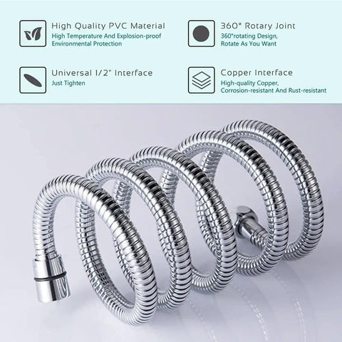 79 Inch Expandable Shower Hose Extra Long for Handheld Shower Head Chrome Stainless Steel Flexible Hose with Adjustable Holder Mount