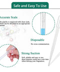 25 Pack Plastic Dropper Pipettes 3 Ml Disposable Eye Dropper Set For Essential Oils, showing pipette close up and measurement details