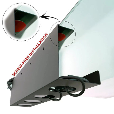 Under Desk Cable Management Tray No Drill For Glass Desks Heavy Duty Carbon Steel Cable Organizer Rack installation close-up