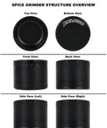 2.5 Inch Aluminum Spice Grinder Three Piece Three Stage With Top Storage Anti Jam Teeth Structure Overview