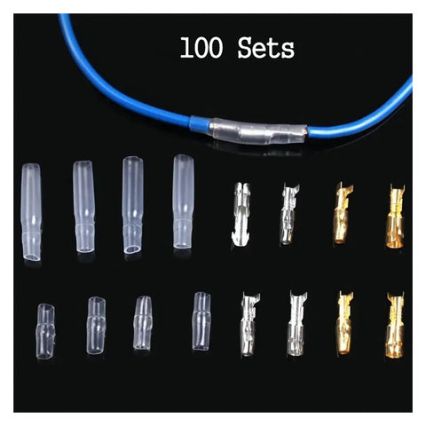 Heavy Duty Male Female Wire Box Insulated Cable Connector 3.9mm Electrical Crimp Terminals Assorted Kit For Your DIY Electric Gadgets And Home Projects, 100 sets
