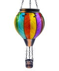 Colorful Hot Air Balloon Solar Lantern With Flickering Flame Light Glass Hanging Outdoor Lanterns Waterproof For Gardens