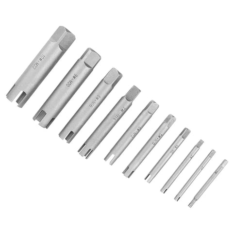 Super Tough Steel Broken Taps Remover Kit For M4 To M24 And Imperial Sizes, Perfect Set To Extract Stripped Screws Rusty Bolts Corroded Fasteners Easy Fix For Any Auto Or DIY Home Project Job, 10-piece steel extractor set