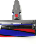 Soft Roller Cleaner Head For V6 Stick Vacuums For Hard Floor Cleaning Sucks Up Fine Dust And Large Debris In One Pass Easy To Install Lightweight Design Specifically Made For V6 Models Only Not For Other Vacuums, with red and blue rollers, grey attachment, top view