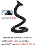 Industrial Fume Extraction Arm With 3 Inch Connector And 360 Degree Flexible Hose For Workshop Dust Removal showing black flexible hose with wide hood.