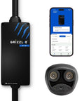 Slick And Hella Tough Portable Electric Vehicle Charger Up To 40 Amp Level 1-2 Fast Charging Station Nema 14-50 Plug shown with mobile app.