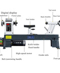 AOXHUGB Mini Wood Lathe For Jewelry Making And Bead Polishing 3200Rpm Motor With 75mm Faceplate detailed control panel and features.