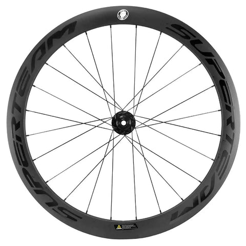 Dope Carbon Road Bike Disc Brake Wheelset 700c Clincher 60mm Deep 23mm Wide Transparent Rim shown from side view.