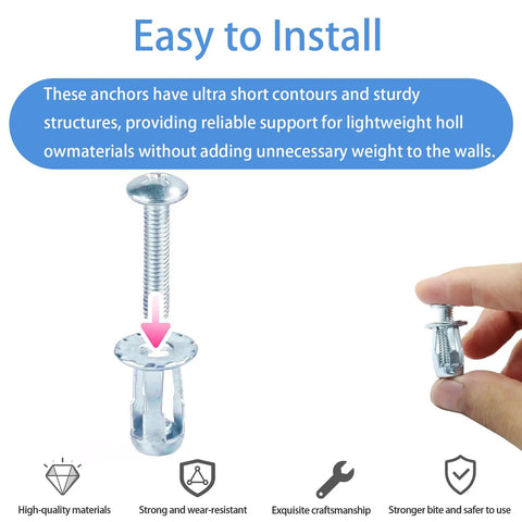 25 Pcs M6x25 Hollow Door Anchors Fixing Jack Nuts Cavity Inserts Petal Nuts showing easy-to-install design and structure.