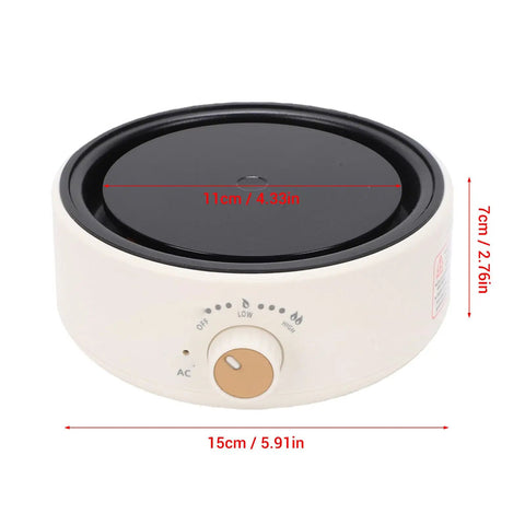 Compact Digital Induction Hot Plate For Boiling Water And Warming Tea with adjustable temperature, 15cm size, white ABS material.