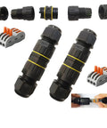 Outdoor IP68 Waterproof Junction Box 3 Way M25 Cable Connector For 6 to 11mm Wires Weatherproof Power Cord Extension Splice External Sleeve Coupler Heavy Duty Electrical Box 2 Pack
