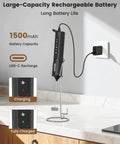 Rechargeable Handheld Milk Frother With Stand, USB C Charge, 3 Speeds And 3 Heads, Travel Case Included on kitchen counter