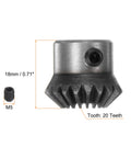 Two Piece Bevel Gear Set For Mechanisms, 1M Module, 20 Teeth, 5mm Shaft Hole, 1 To 1 Tapered Bevel Pinion Gear, Made Of 45 Steel