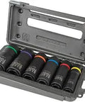 Two In One Impact Socket Set For Every Rig, Six Piece Deep Six Point Sockets In One Half Inch Drive Covering Twelve Sizes in case
