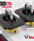 Retractable Truck Bed Tie Down Anchors 2-Pack With Raised Fit OE Texture Top Rail Mount; black anchors on white background