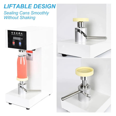 Commercial Electric Cup Sealer Machine For Glass And Plastic Cups Semi Automatic Heat Sealing System With Quick Turnaround And Built Tough Steel Frame For Daily Grind Cafes, showcasing liftable design for sealing.