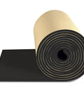 No Hassle Door Noise Blocker And Soundproof Foam rolled foam mat, black underside, yellow top, suitable for garage door soundproofing.