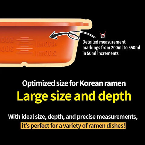 Detailed measurement markings on Hybrid Ramen Cooker For Microwave Ramen In Minutes, Perfect For Korean Ramen, Small Kitchen, 6 Pack