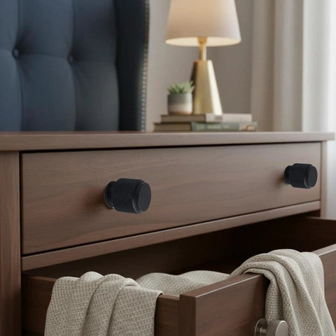 Solid As A Rock Polished Nickel Cabinet Door Knobs With Textured Aluminum Alloy Drawer Pulls Easy Install For Kitchen And Bath No Sweat Wipe Clean Daily Hardware on wooden dresser.